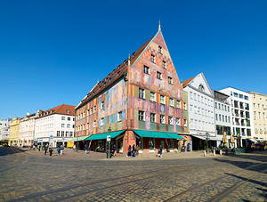 Historic Weberhaus building on the Romantic Road in Augsburg
