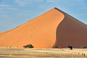 Sand dunes rise sharply in Sossusvlei Namibia