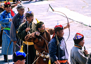 Archery competition during Naadam festival in Ulaanbaatar Mongo