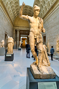 Wounded warrior statue in Greek and Roman art gallery in Manhatt
