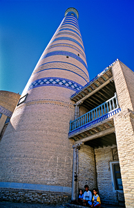 Historic architecture in Khiva Uzbekistan on a sunny day