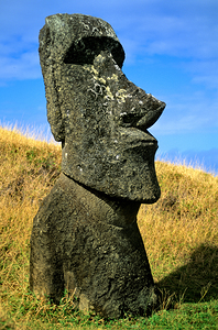 Iconic Moai statue stands tall on Easter Island.