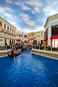 Visitors enjoy gondola rides at Little Venice in Las Vegas