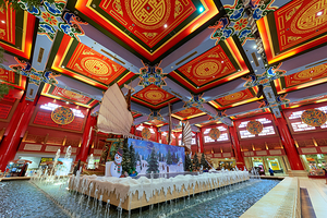 Festive decorations in Chinese themed indoor setting in Dubai