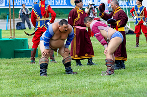 Wrestling games at Naadam festival in Ulaanbaatar Mongolia