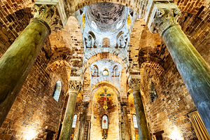 Interior view of Cappella di San Cataldo showing its unique desi