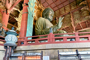 Nara Japan shows Todai ji temple and Great Buddha Hall Daibutsu 