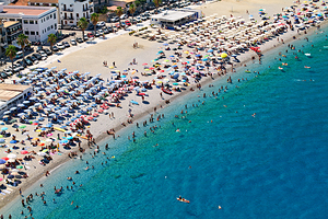 Leisure time at Marina Grande beach in Scilla Calabria Italy