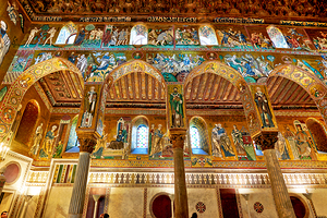 Cappella Palatina in Palermo shows detailed frescoes and archite