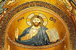 Mosaic of christ in cappella palatina in palermo italy by Marco Brivio