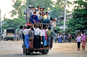 Busy transportation scene in Myanmar during the day by Marco Brivio