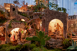 Artistic nativity scene in Caltagirone during Christmas season