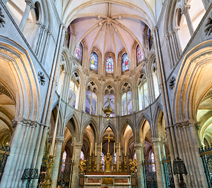 Altar view at Abbey of Saint Etienne in Caen Normandy France