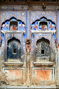 Decorated painted houses in Mandawa Shekhawati region of Rajasth