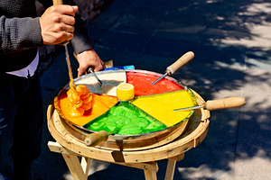 Osmanli Macunu maker in Istanbul Turkey prepares sweet treat