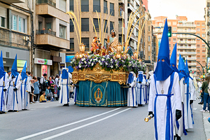 Easter Holy Week processions in Zaragoza Spain with floats