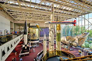 Visitors explore the Smithsonian Air and Space Museum