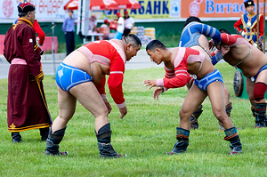 Wrestling games take place at Naadam festival in Ulaanbaatar Mo