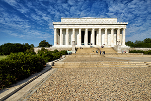 Visitors gather at Lincoln Memorial in Washington D.C