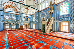 Rustem Pasha Mosque interior in Istanbul Turkey during daylight