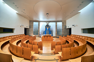 Inside the synagogue at Yad Vashem in Jerusalem Israel