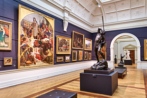 Art gallery with various paintings and sculptures in Sydney