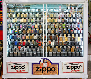 Collection of Zippo lighters in Ho Chi Minh City shop