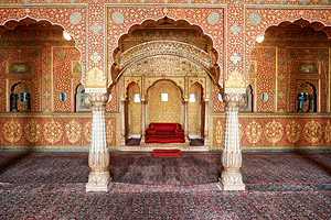 Rajasthan Bikaner Junagarh Fort interior with detailed artwork