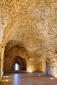 Exploring the interior of Ajloun Castle in Jordan