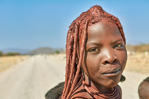Portrait of a Himba woman in Kunene region of Namibia