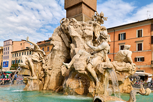 Fountain of the four rivers in piazza navona rome italy