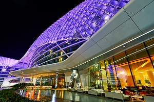 Yas Island hotel features modern architecture and night lights by Marco Brivio