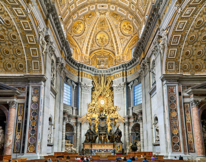 Visitors gather inside Saint Peters Basilica in Rome