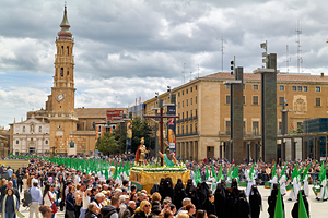 Processions during Easter Holy Week in Zaragoza Spain