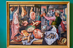 Depiction of a butcher at work in Museo di Capodimonte in Naples by Marco Brivio