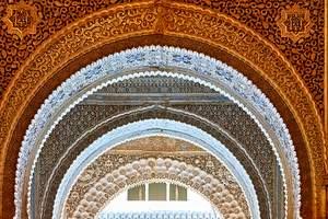 Granada arches of Alhambra in Andalusia Spain