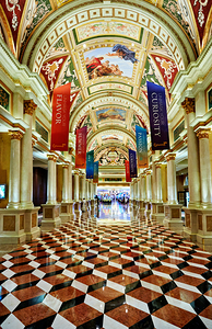 Lobby area of Venetian Hotel in Las Vegas during the day by Marco Brivio