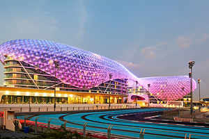 W Abu Dhabi hotel shines at Yas Island during sunset by Marco Brivio
