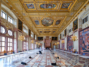 Grand interior of Residenz Residence Palace in Munich Germany