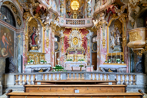 Exploring the interior of Asam Church in Munich Bavaria German