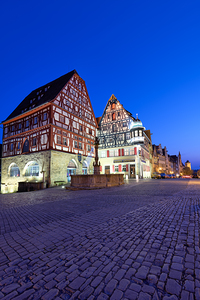 Sunset over Jagstheimer Haus in Rothenburg ob der Tauber