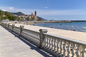 Sitges Catalunya Spain. Panorama view from the beach