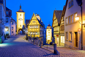 Rothenburg ob der Tauber Plonlein at sunset on the romantic road