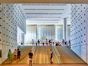 People walk around the Acropolis Museum in Athens Greece