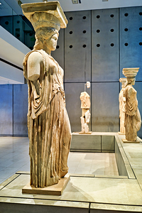 Caryatids on display in Acropolis Museum of Athens Greece