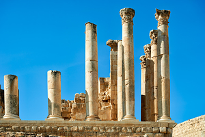 Exploration of ancient ruins in Gerasa Jerash Jordan