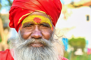 Portrait of holy man sadhu in Orchha Madhya Pradesh India