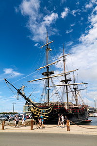 Old vessel moored at the port in Saint Malo Brittany France