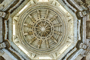Jain old temple ceiling in Ranakpur Rajasthan India