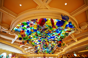 Beautiful glass sculptures in Bellagio Hotel lobby in Las Vegas by Marco Brivio
